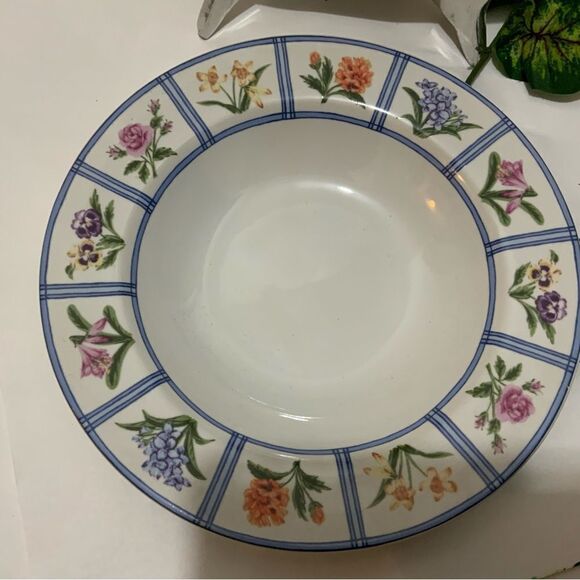 2 AMERICAN ATELIER ELIZABETH 5020 salad Plate 9” Granny Core Floral Gingham A2 - Picture 11 of 12
